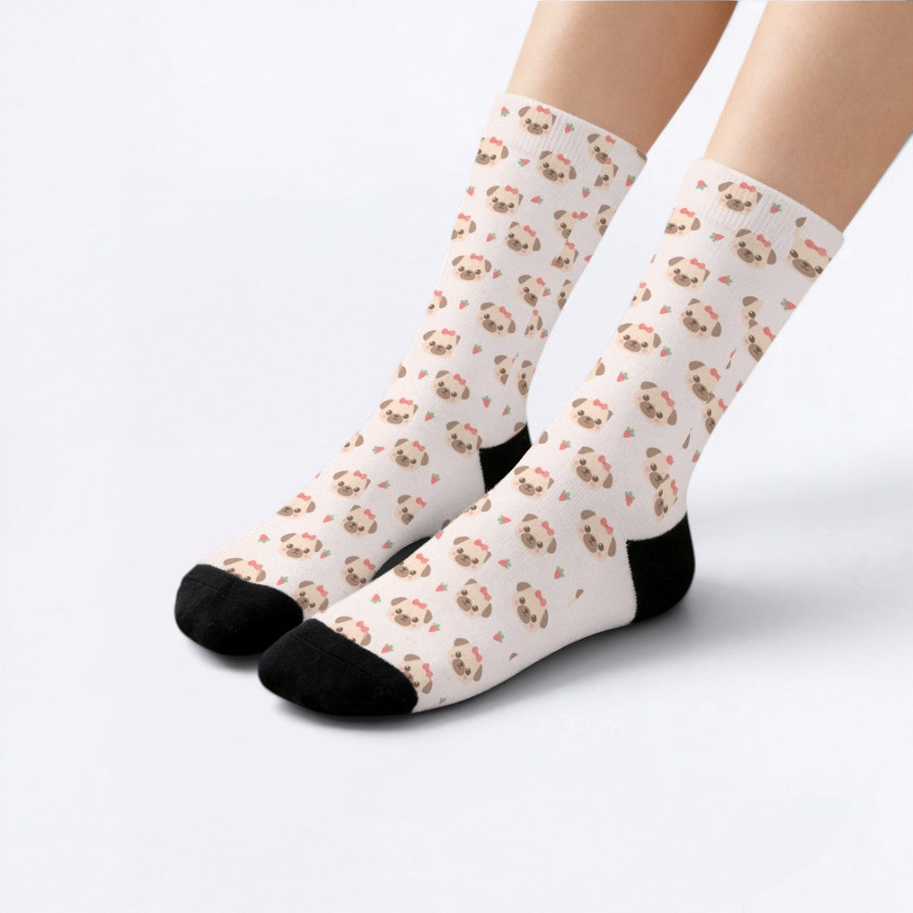 Bonnie  - Funny Pug Socks | Unisex Crew Socks