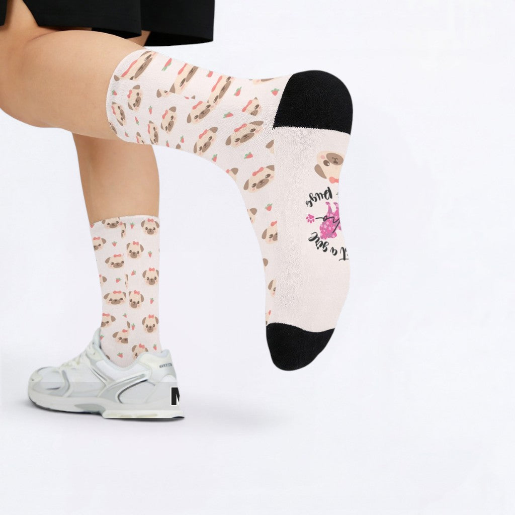 Bonnie  - Funny Pug Socks | Unisex Crew Socks