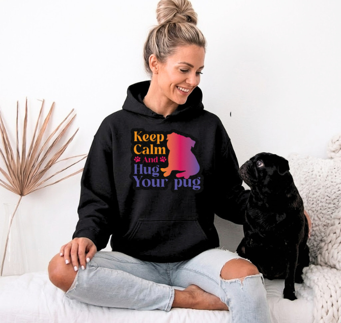 Blue  - Pug Lover Hoodie – Essential Unisex Cotton Sweatshirt