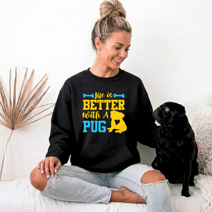 Lola - Unisex Cotton Sweater for Pug Lovers