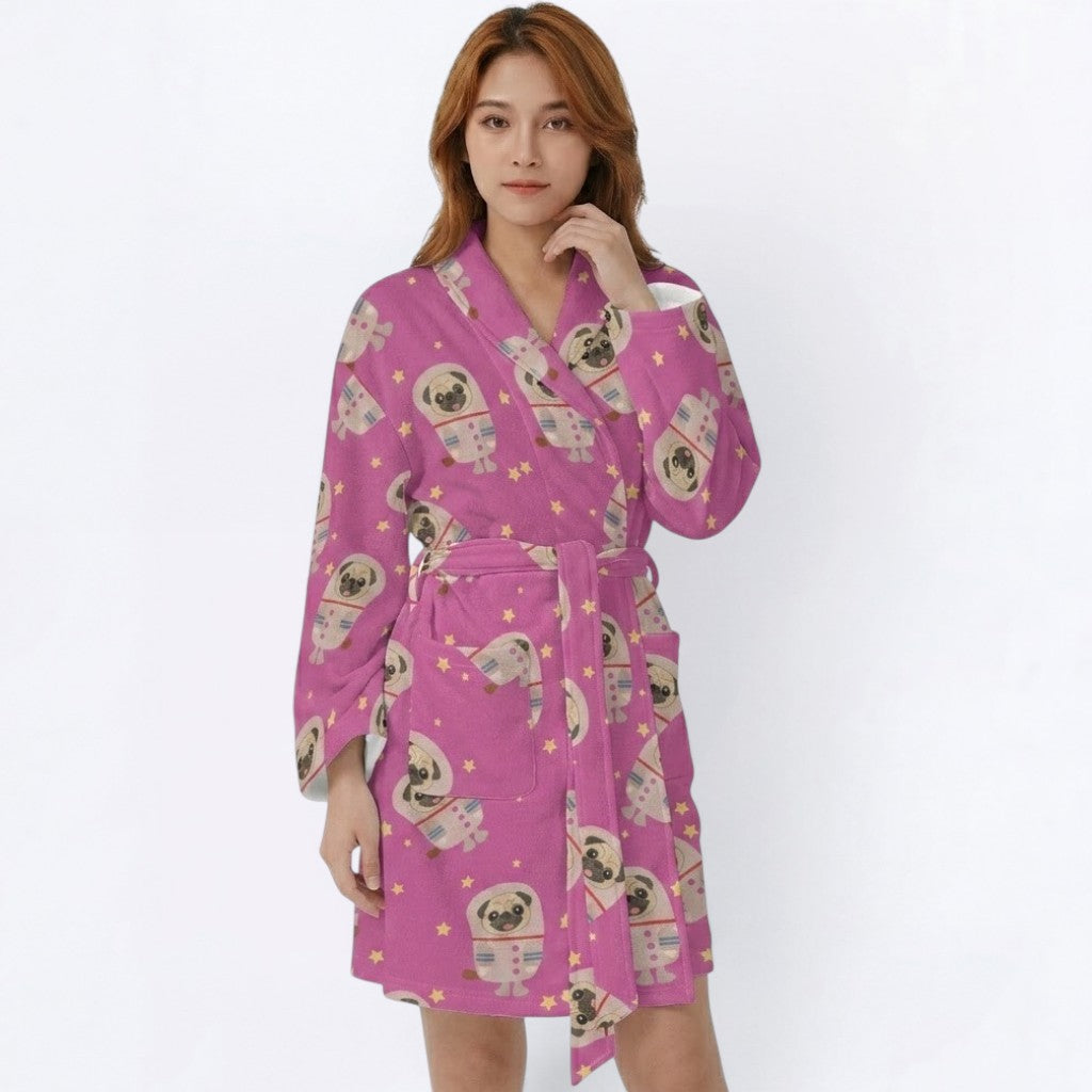 Leo  - Women’s Bathrobe for Pug  lovers