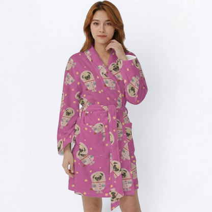 Leo  - Women’s Bathrobe for Pug  lovers