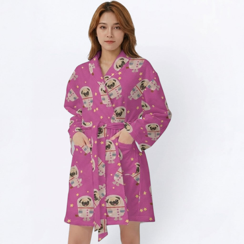 Leo  - Women’s Bathrobe for Pug  lovers