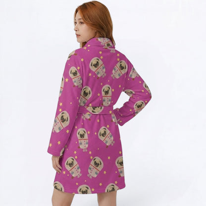 Leo  - Women’s Bathrobe for Pug  lovers