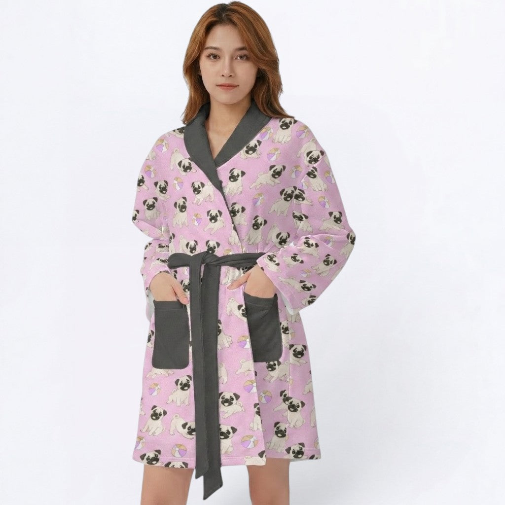 Zara  - Women’s Bathrobe for Pug  lovers