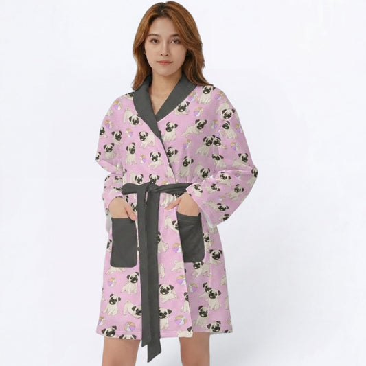 Zara  - Women’s Bathrobe for Pug  lovers