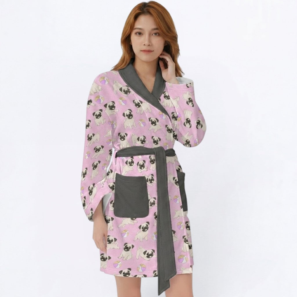 Zara  - Women’s Bathrobe for Pug  lovers
