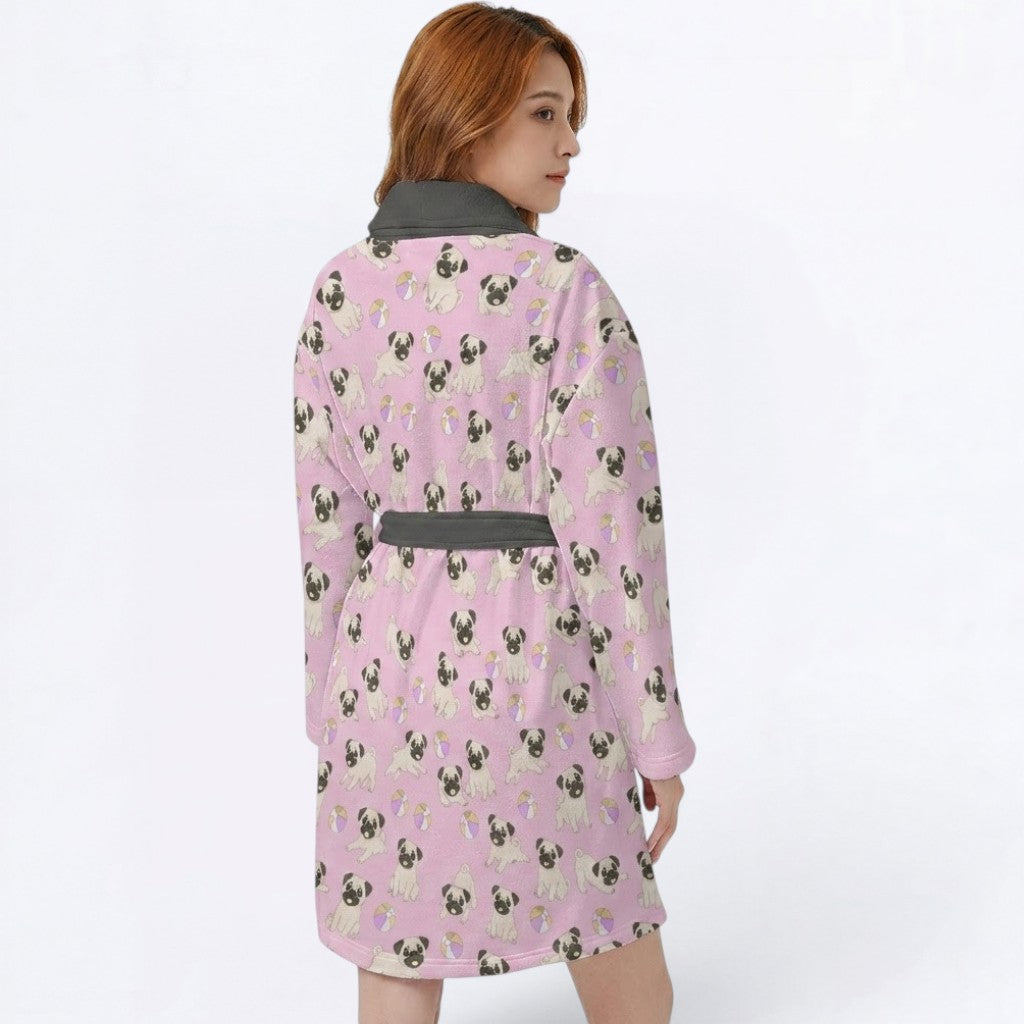 Zara  - Women’s Bathrobe for Pug  lovers
