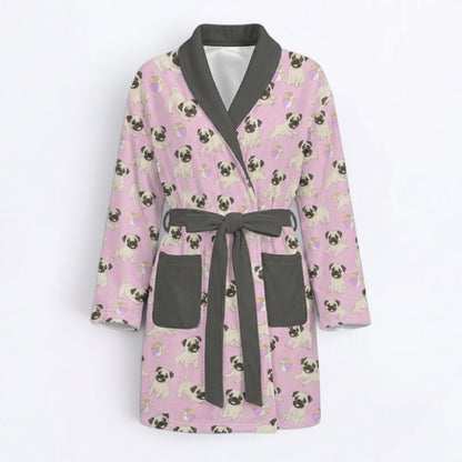 Zara  - Women’s Bathrobe for Pug  lovers