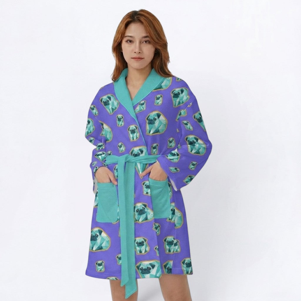 Bruno  - Women’s Bathrobe for Pug  lovers