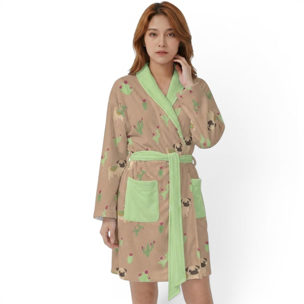 Karma  - Women’s Bathrobe for Pug  lovers