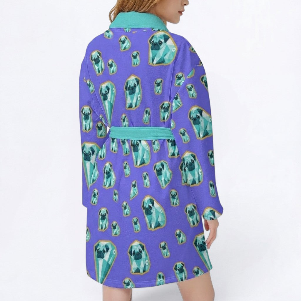 Bruno  - Women’s Bathrobe for Pug  lovers