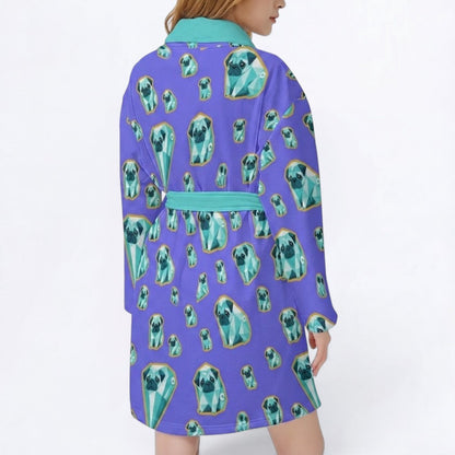 Bruno  - Women’s Bathrobe for Pug  lovers