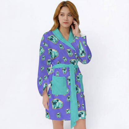 Bruno  - Women’s Bathrobe for Pug  lovers
