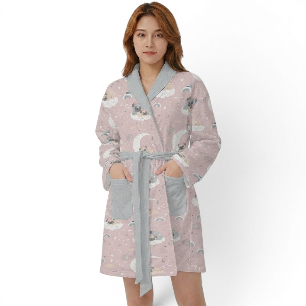 Nova  - Women’s Bathrobe for Pug  lovers