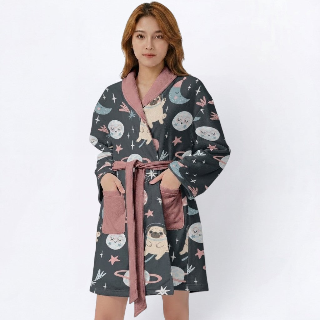 Cleo  - Women’s Bathrobe for Pug  lovers