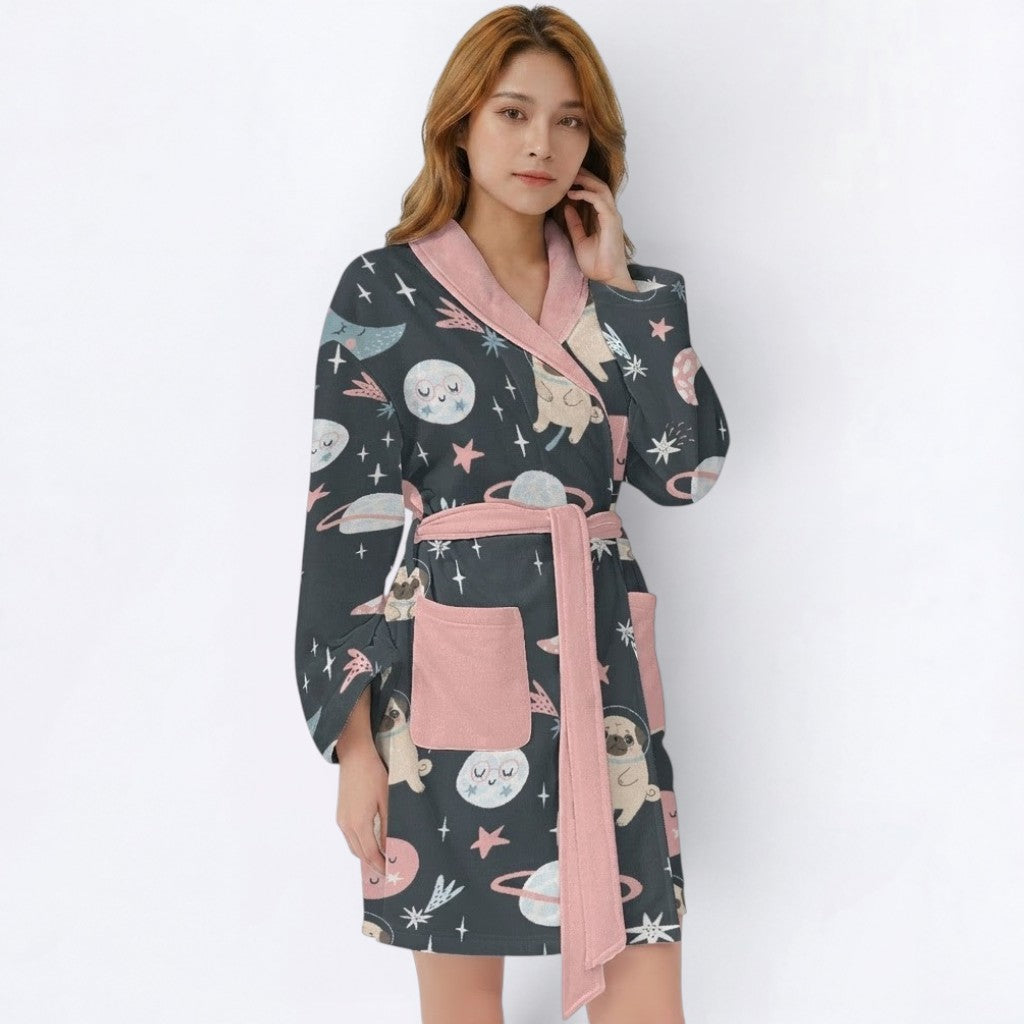 Cleo  - Women’s Bathrobe for Pug  lovers
