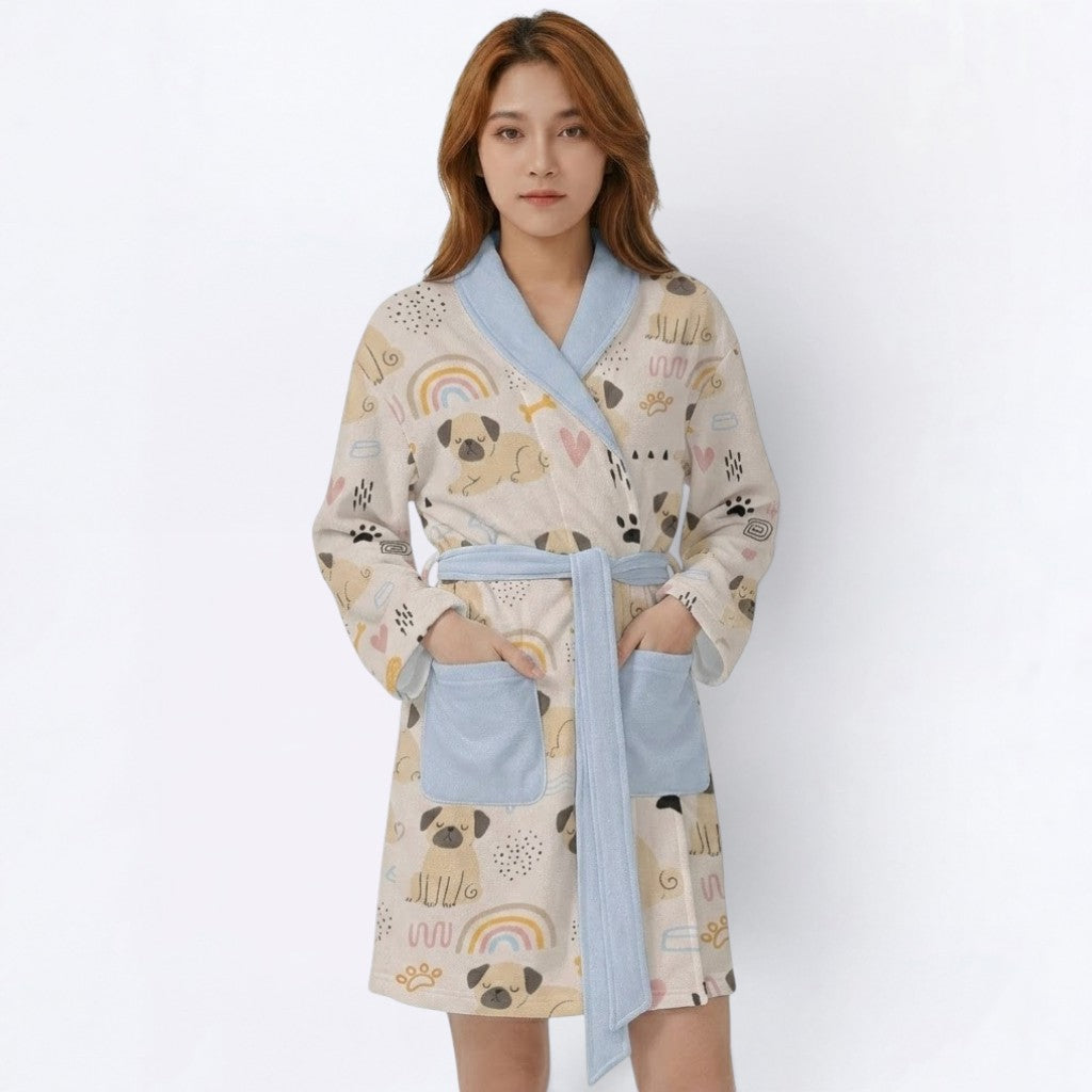 Loki  - Women’s Bathrobe for Pug  lovers