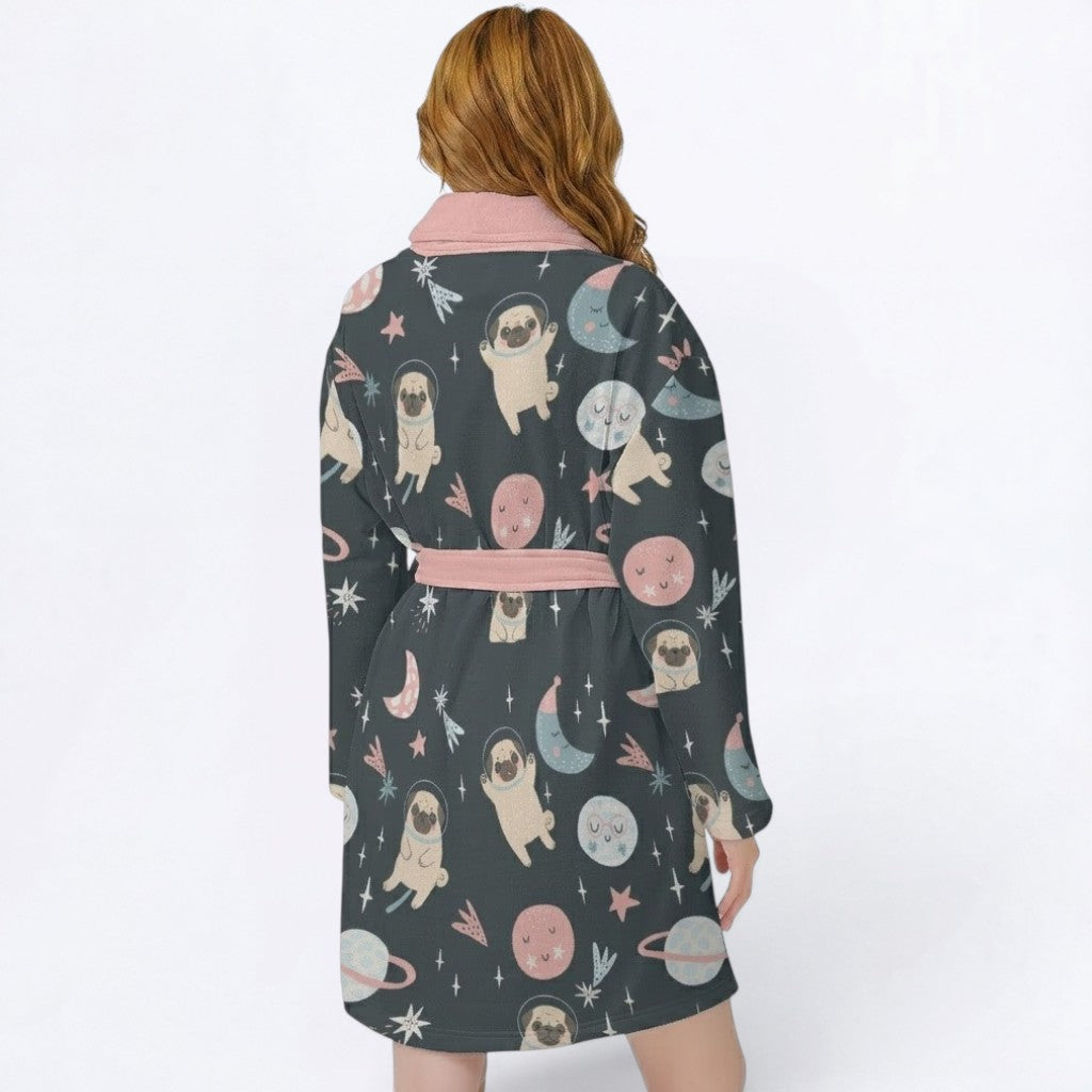 Cleo  - Women’s Bathrobe for Pug  lovers