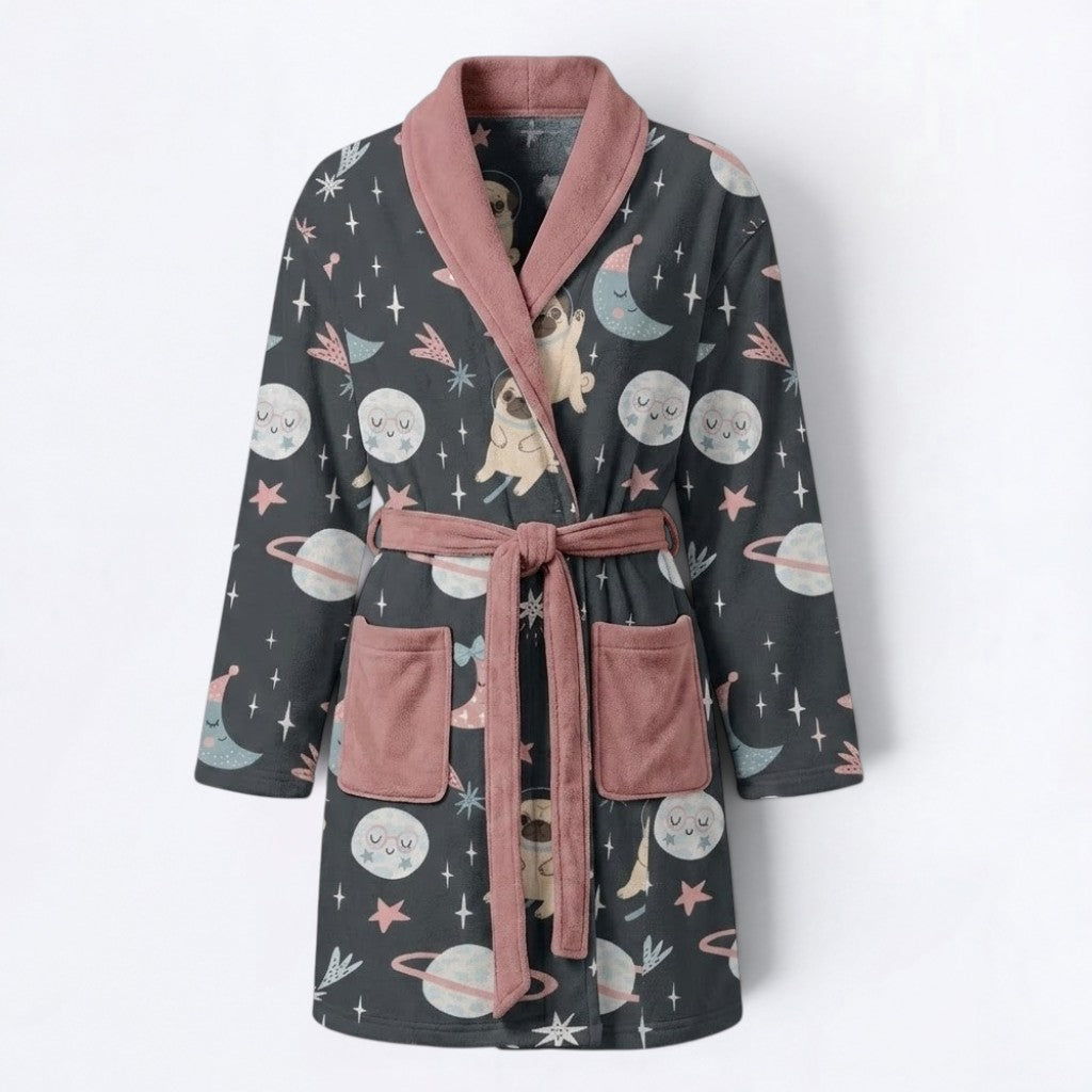 Cleo  - Women’s Bathrobe for Pug  lovers