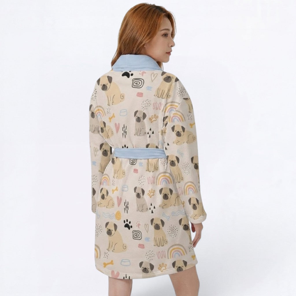 Loki  - Women’s Bathrobe for Pug  lovers