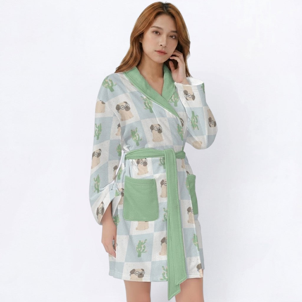 Ginger  - Women’s Bathrobe for Pug  lovers