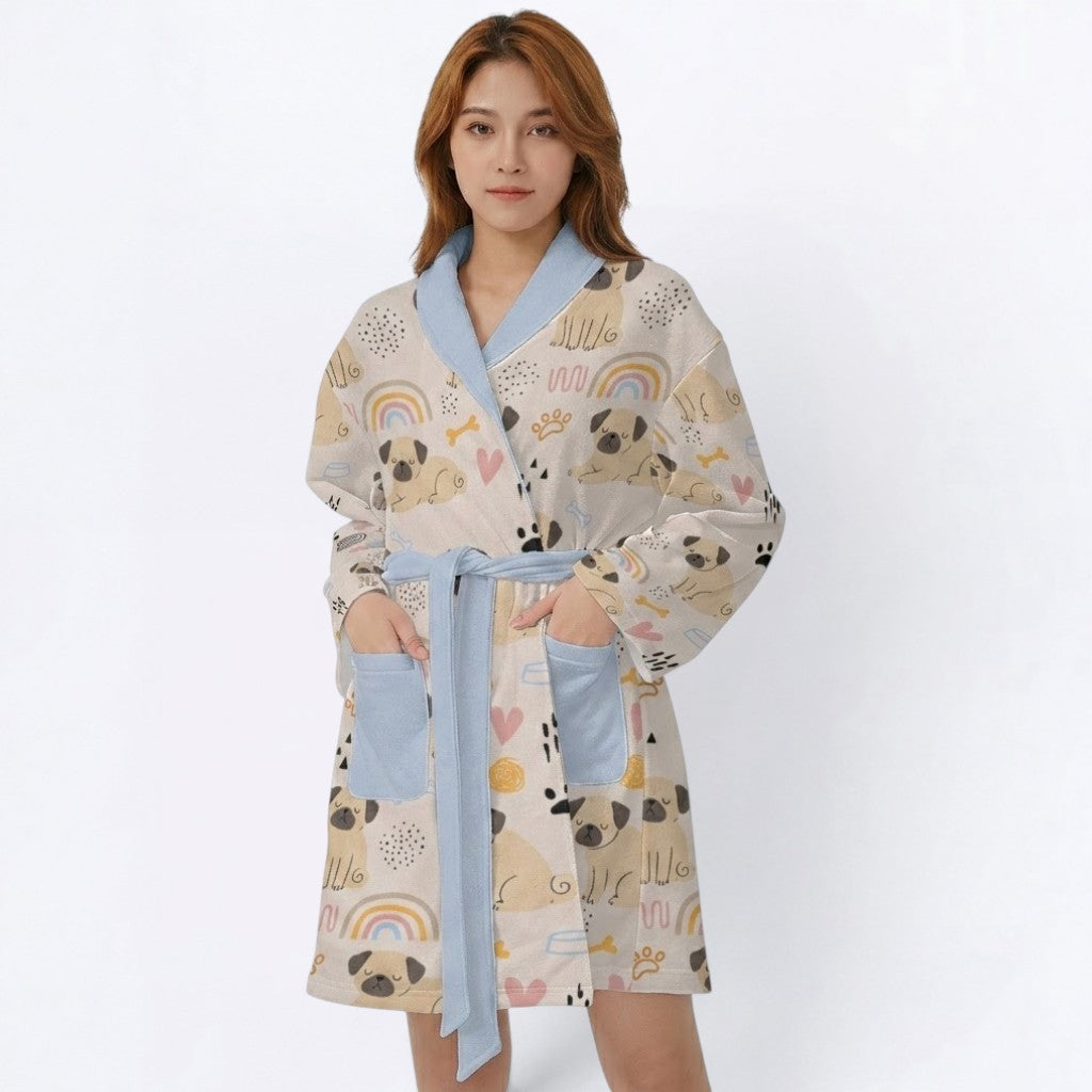 Loki  - Women’s Bathrobe for Pug  lovers