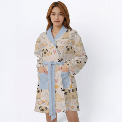 Loki  - Women’s Bathrobe for Pug  lovers