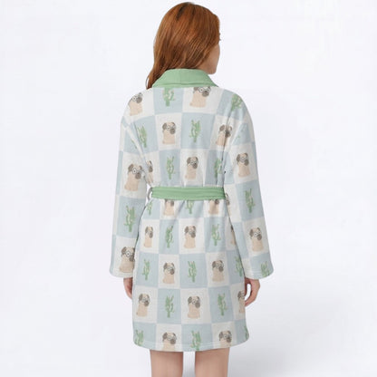 Ginger  - Women’s Bathrobe for Pug  lovers