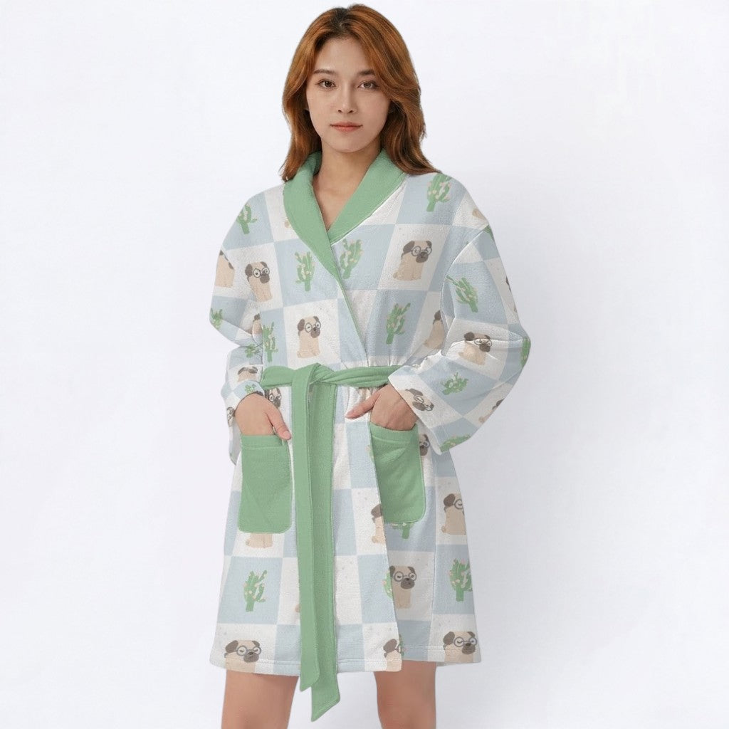 Ginger  - Women’s Bathrobe for Pug  lovers