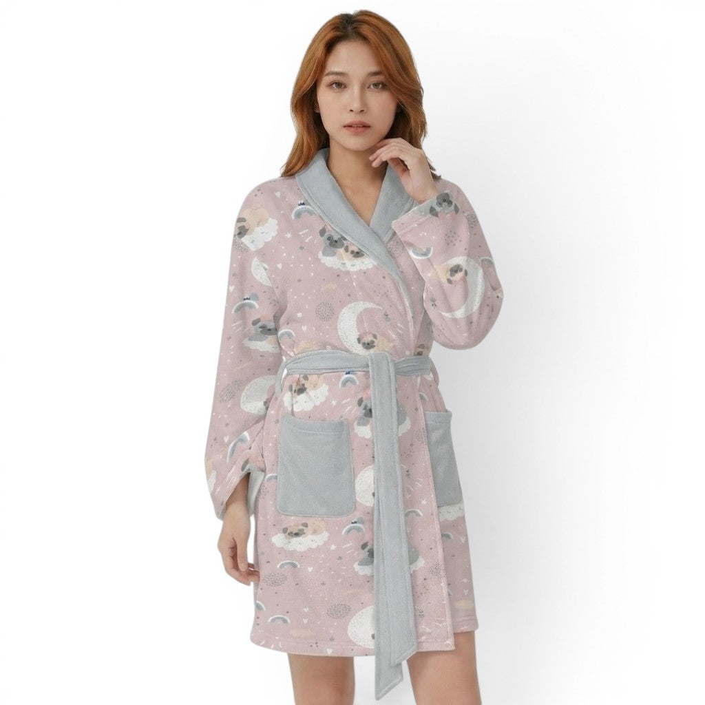 Nova  - Women’s Bathrobe for Pug  lovers