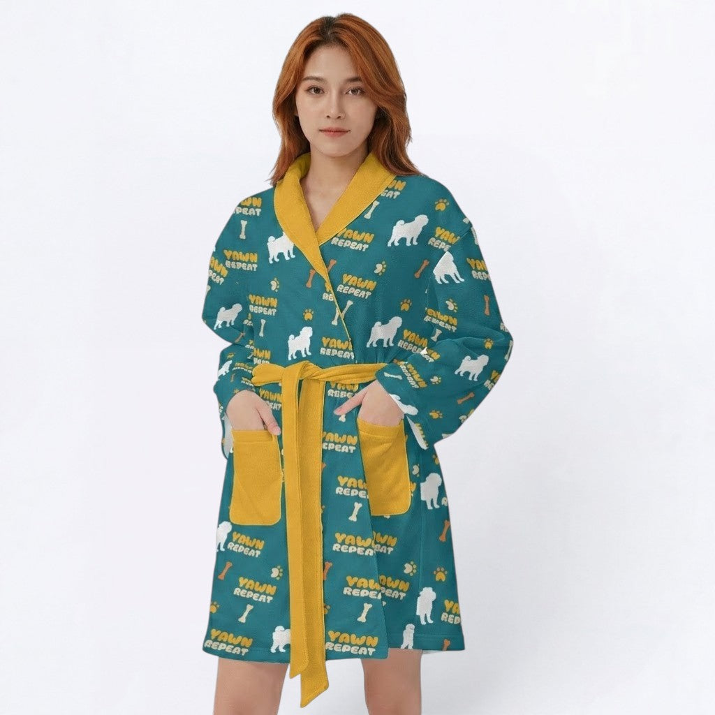 Simba  - Women’s Bathrobe for Pug  lovers