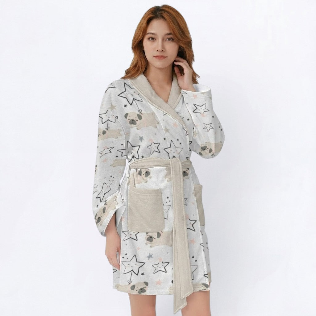 Alfie  - Women’s Bathrobe for Pug  lovers