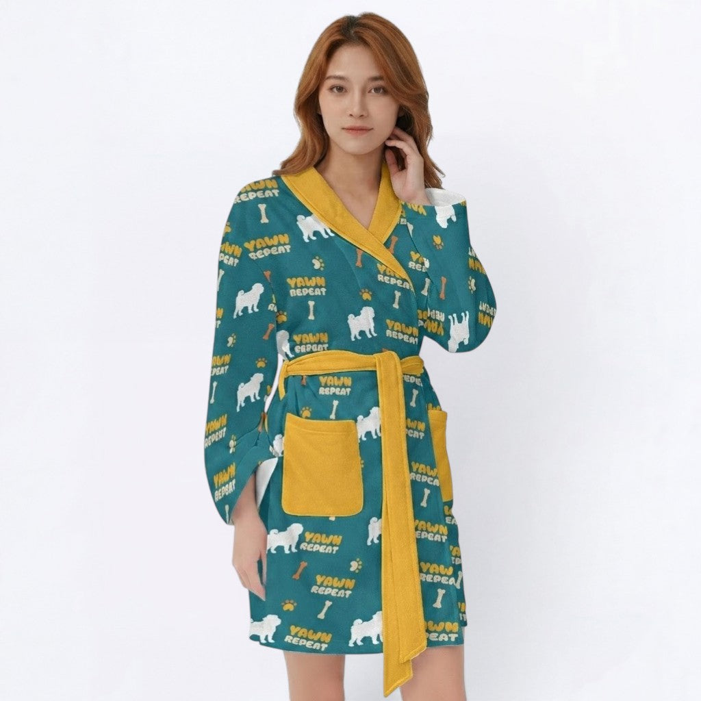 Simba  - Women’s Bathrobe for Pug  lovers