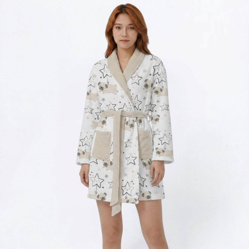 Alfie  - Women’s Bathrobe for Pug  lovers