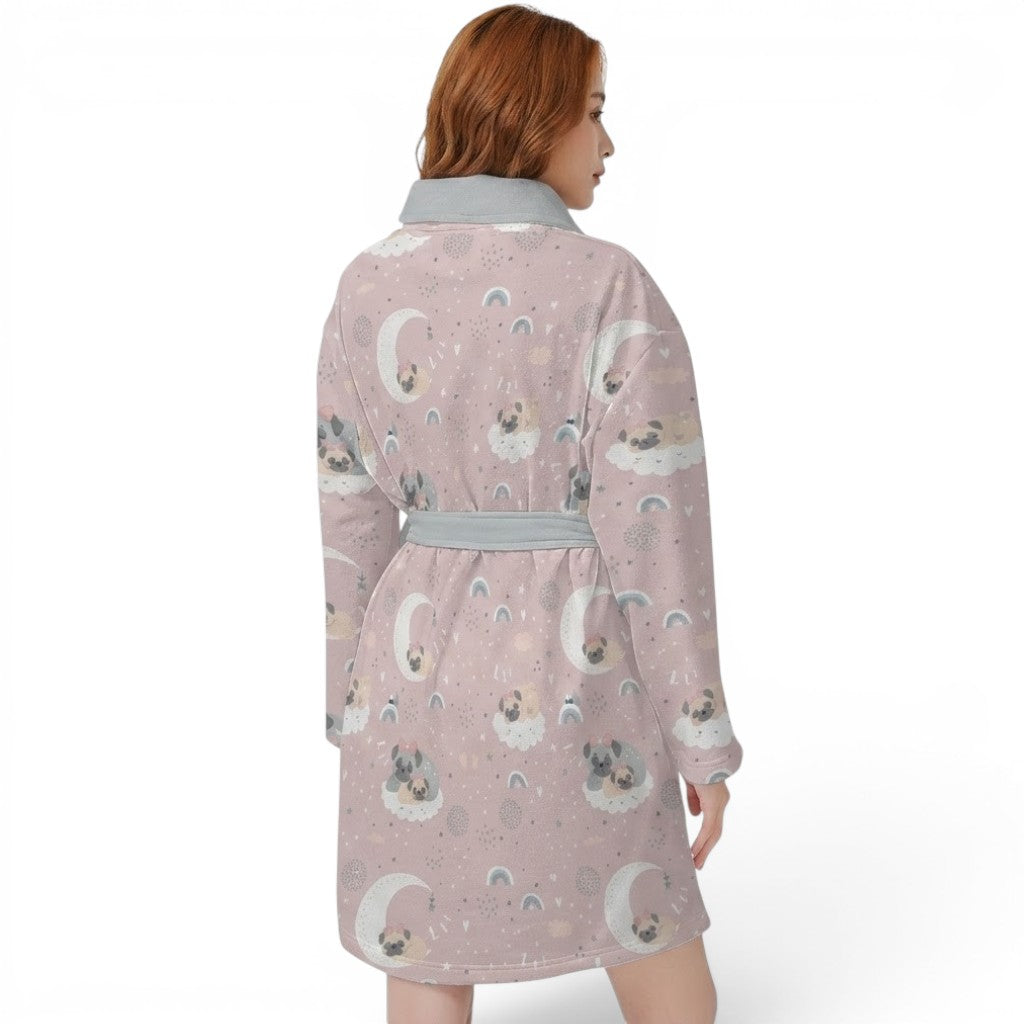 Nova  - Women’s Bathrobe for Pug  lovers
