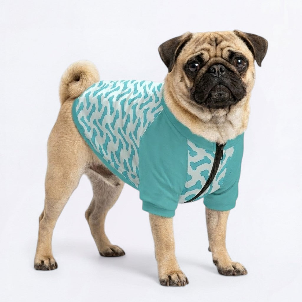 Pearl- Pug Zip Up Sweater